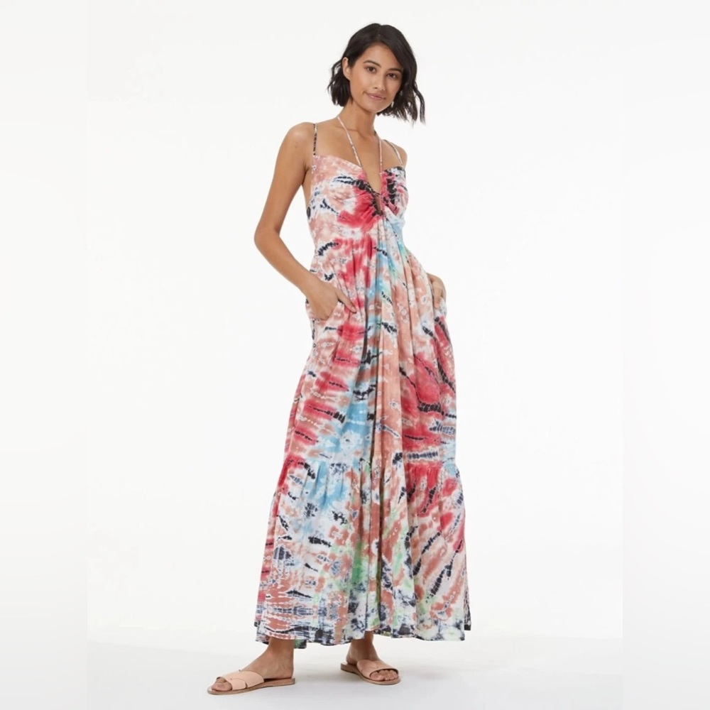 YOUNG FABULOUS & BROKE Haisey Sun Dress Tie-Dye Maxi Size S EUC Boho Festival